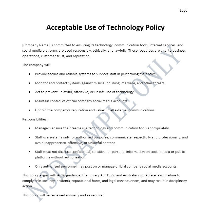 Acceptable Use Policy – preview page